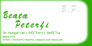 beata peterfi business card